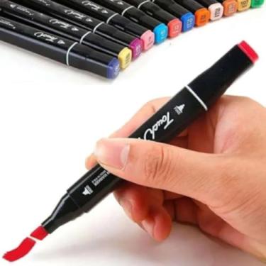 Imagem de Conjunto de canetinha Marcadores Artísticos com Ponta Dupla, 120 Cores, Estojo Organizador, Ideal para livro de colorir Desenho e Ilustração adulto e infantil