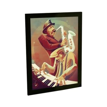 Imagem de Quadro Decorativo Jazz Banda Musica Piano Saxofone Ilustração Decoração Poster Quarto Sala