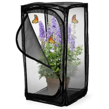 Imagem de Kingrol Gaiola de habitat de borboleta de 76 cm, terrário grande de malha pop-up com abertura de zíper, compartimento portátil e dobrável para insetos para lagartas e borboletas monarcas