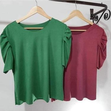 Imagem de Blusa feminina manga bufante suede - moda filo