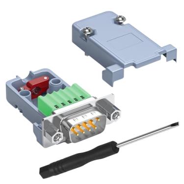 Imagem de QIANRENON Conector DB9 compacto sem solda banhado a ouro DB9 macho adaptador de fuga terminal de crimpagem D-SUB 9 pinos plugue sem solda, porca frontal, revestimento de PVC, para reparo/DIY RS232