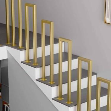 Imagem de Corrimão De Escada Em Forma De U/M - Corrimão De Escada De Metal, Postes De Suporte Antiderrapantes Para Interiores E Exteriores, Cerca De Segurança De Ferro Forjado Retrô, Suporte Para D