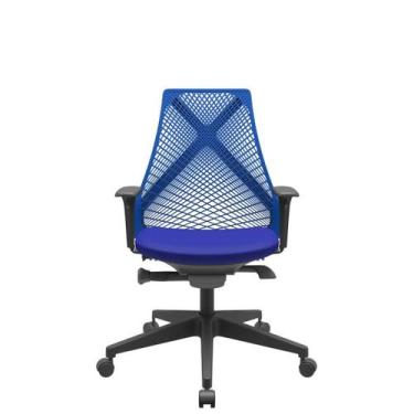 Imagem de Cadeira Office Bix Tela Azul Assento Aero Azul Autocompensador Base Pi