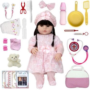 Imagem de Bebe Reborn Menina 100% Silicone + Bolsa Maternidade - Cegonha Reborn 