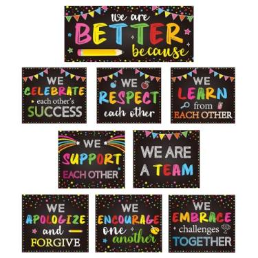 Imagem de 10 peças de pôsteres motivacionais para sala de aula, pôsteres de mentalidade de crescimento, quadro de avisos inspirador, conjuntos de decoração de temas de sala de aula positivos para o ensino