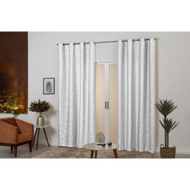 Imagem de Cortina Tecido Jacquard Bloqueia 50% Claridade 4M Branca