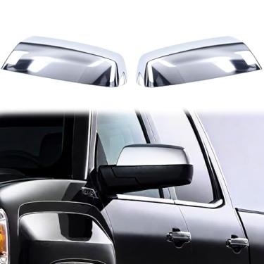 Imagem de YIXIN 2 peças de tampas cromadas para espelhos laterais de substituição direta para Chevy Silverado GMC Sierra 1500 e 2500 HD 3500 HD 2015-2018 acessórios (cromado)