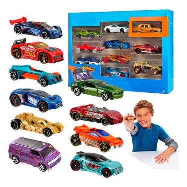 Imagem de Kit Coleção 10 Carrinhos Hot Cars Carros Miniatura De Ferro - Toysmart