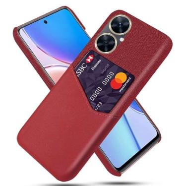 Imagem de Capa para Huawei Enjoy 60 PRO,Anti-deslizamento,Proteção contra quedas de 360°,Resistência à impressão digital,Tela e caso de couro PU com 1 slot de cartão atrás-Red
