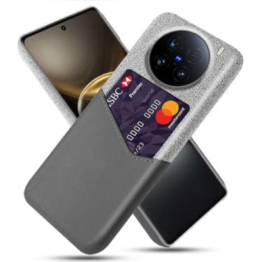 Imagem de Capa para Vivo X100 Ultra 5G,Anti-deslizamento,Proteção contra quedas de 360°,Resistência à impressão digital,Tela e caso de couro PU com 1 slot de cartão atrás-Gray