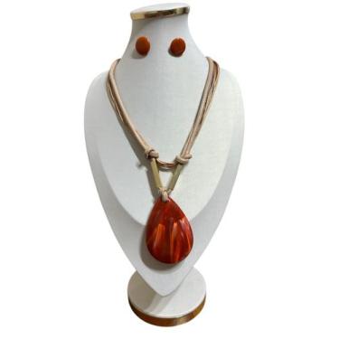 Imagem de Max colar feminino kit com brinco elegante presente - MLBpel, Terracot