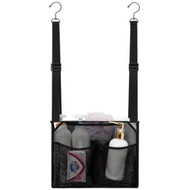 Imagem de ALYER Organizador de chuveiro de malha, organizador de banheiro com alças ajustáveis, bolsa de armazenamento multiuso para faculdade, acampamento, trailer, viagens e academia (preto)