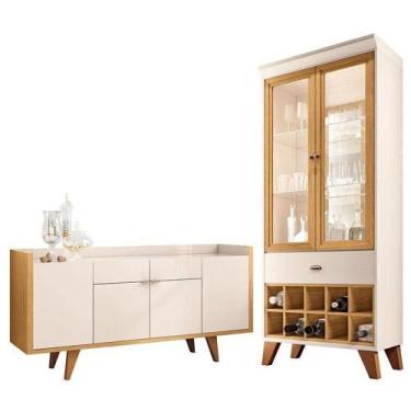 Imagem de Buffet Melodia E Cristaleira ópera Off White Cinamomo  Hb Móveis