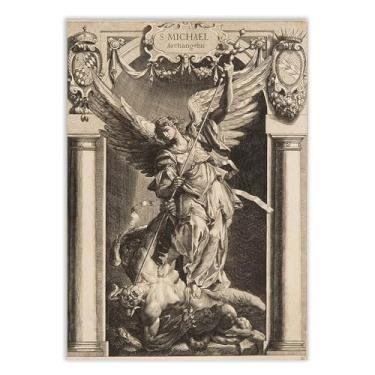 Imagem de Placa Decorativa São Miguel Arcano Ilustração Decoração Poster Quarto Sala