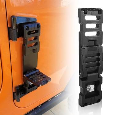 Imagem de ADTOPI Pedal dobrável para dobradiça de porta compatível com Jeep Wrangler JK JKU JL JLU e Gladiator JT 2007-2024, degrau de porta de liga de alumínio para acesso ao teto do carro (não para Gladiador