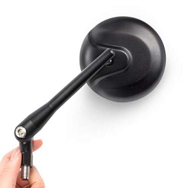 Imagem de KiWAV Espelhos de motocicleta de alumínio retrô 10 cm redondo preto fosco convexo 10 mm parafusos 5/16 polegadas pacote de um par