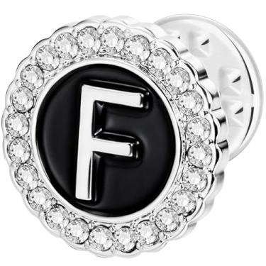Imagem de HAWSON Alfinetes de lapela com inicial A-Z, alfinetes de gravata personalizados de ouro/prata 18K para ternos, gravatas, chapéus, homens e mulheres, Latão, Sem Pedra Preciosa