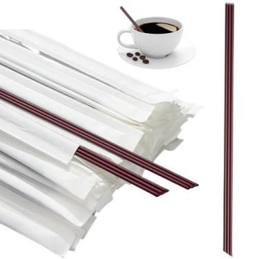 Imagem de Ouliget Palitos de mexedores de café com três furos de embalagem independente, canudo de café descartável 2 em 1 para café, leite, chá, coquetel (marrom, 22 cm)