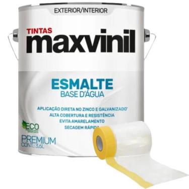 Imagem de Esmalte Base Agua 3,6L com Filme Mascaramento - Maxvinil, Branco Brilh