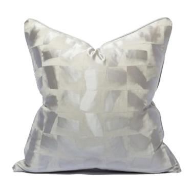 Imagem de vctops Capas de almofada decorativas de prata luxuosas jacquard quadradas fronhas para cama sofá cadeira carro decoração de casa (cinza prateado, 50,8 cm x 50,8 cm)