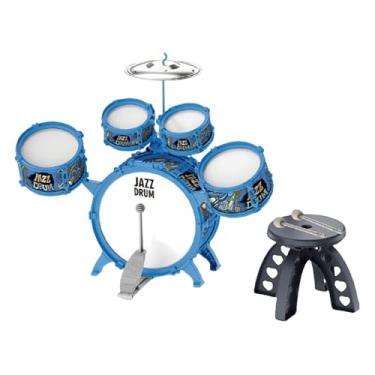 Imagem de MERIGLARE Conjunto de tambor para crianças iniciantes, com banco, instrumento musical, brinquedo sensorial para desenvolvimento, presente de aniversário, jardim, Azul