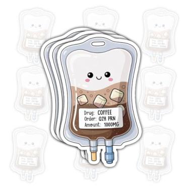 Imagem de 3 peças de adesivos intravenosos para bebidas, café e matcha – decalques engraçados com citação de enfermeira para profissionais de saúde – presentes para pessoas que precisam de um aumento de cafeína