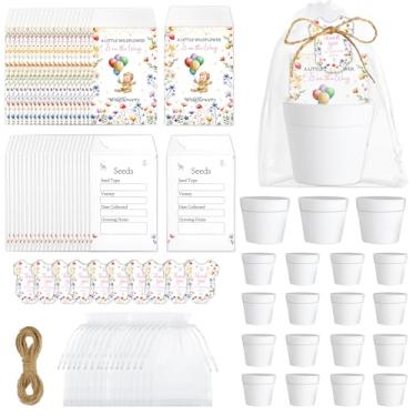 Imagem de gisgfim 50 conjuntos de lembrancinhas de chá de bebê para convidados a granel incluem pacotes de sementes de flores silvestres está a caminho, etiquetas de agradecimento, cordas de cânhamo para