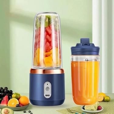 Imagem de 400ML 6 Lâminas Espremedor Elétrico Mini Liquidificador Portátil De Suco De Alimentos Misturador Leite Smoothie(1 COPO ALEATORIO)