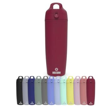 Imagem de Garrafa Squeeze Academia Resistente Camada Dupla 600ml Color de policarbonato (Vermelho Cereja)