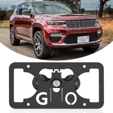 Imagem de Moldura frontal sem furadeira compatível com Jeep Cherokee 2014-2023 Suporte de suporte de grade de placa de carro antifurto Capas de etiqueta de carro à prova de ferrugem, acessórios de carro à prova