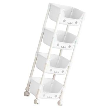Imagem de Generic Organizador de brinquedos infantis com prateleira móvel, 4 camadas, 31x21x98 cm, versátil, resistente, economizador de espaço, cesta profunda,