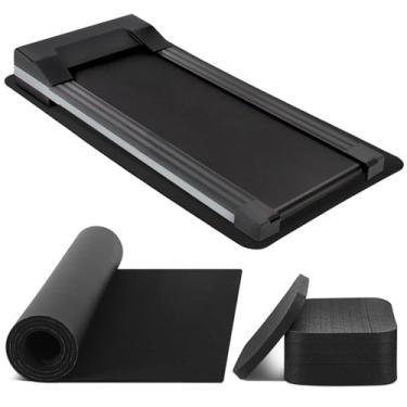 Imagem de Pangda Conjunto de 7 peças de tapete de esteira, inclui 1 tapete de equipamento de exercício 152 cm x 76 cm e 6 peças de tapete de esteira de 10 cm x 10 cm para bicicleta ergométrica, equipamentos de