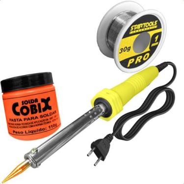 Imagem de Ferro De Soldar 220V Profissional 30W Com Rolo Fio Estanho 30g E Pasta