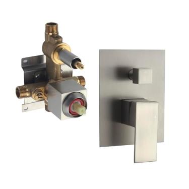 Imagem de BANGPU Válvula de chuveiro de 2 vias, válvulas de equilíbrio de pressão de dupla função, válvulas de desvio de chuveiro montadas na parede, válvula de manípulo de chuveiro de latão com roscas externas