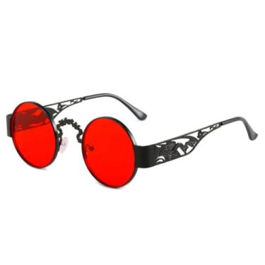 Imagem de VFDHN Óculos de sol rosa da moda feminino redondo de metal uv400 clássico masculino (2)