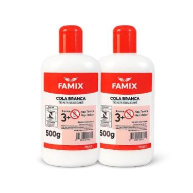 Imagem de Kit 2 Unidades Cola Branca Famix 500g / Escolar e Artesanato