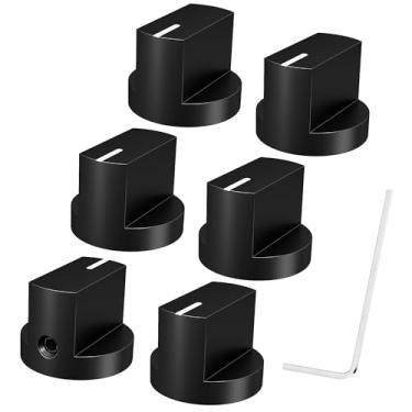 Imagem de DAIERTEK Botão De Potenciômetro Metal 6,35 Mm, Eixo 1/4, Botões Pedal Guitarra Com Parafuso Fixação, Controle Alumínio Preto Para Efeito Amplificador Elétrico - 6 Peças