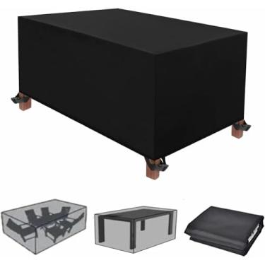 Imagem de Capas De Móveis De Jardim à Prova D'água 400x300x75cm / Lxwxh Tecido Oxford Resistente à Prova De Vento Anti-uv Retangular Ao Ar Livre Conjunto De Sofá De Vime Pa, Black, 290x110x100cm