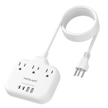 Imagem de Suíça adaptador de tomada de viagem com cabo de extensão de 5 pés, adaptador meta-ant tipo J com 3 tomadas, 4 portas USB (2 USB-C), adaptador de energia Suíça para a Suíça