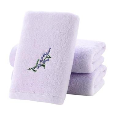 Imagem de Conjunto de toalhas de mão Pidada bordado, lavanda, floral, 100% algod