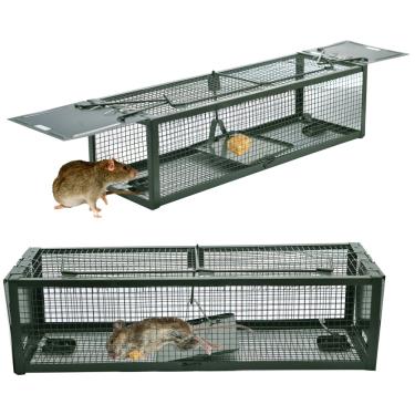 Imagem de Gaiola de ratoeira de 2 portas para animais vivos para esquilos, ratos, esquilos, ratazanas, roedores e pragas de tamanho pequeno