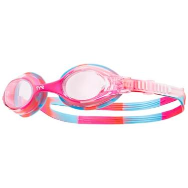 Imagem de Óculos de Natação Infantil TYR Swiples Tie Dye Rosa/Branco Lente Transparente