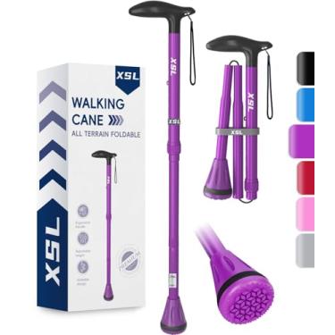 Imagem de XSL Bengala de caminhada – Bengalas de caminhada dobráveis, ajustáveis e dobráveis para homens e mulheres, ponta resistente para todos os terrenos, com bolsa de viagem | Bengalas portáteis para idosos
