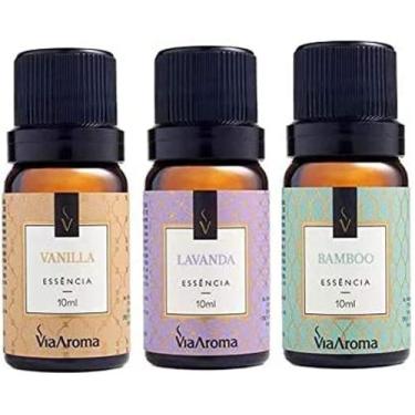 Imagem de Kit 3 Essências Via Aroma - Aromatizador Aromaterapia 10ml Maça, Vanil