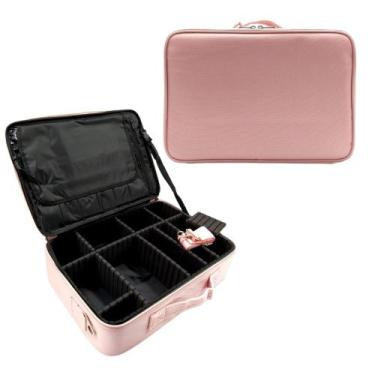 Imagem de Maleta Maquiagem Case Profissional Makeup Organizador Divisórias Rosa 
