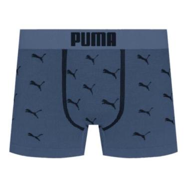 Imagem de Cueca Puma Boxer Microfibra Sem Costura Adulto Cós 40MM, Azul stone, E
