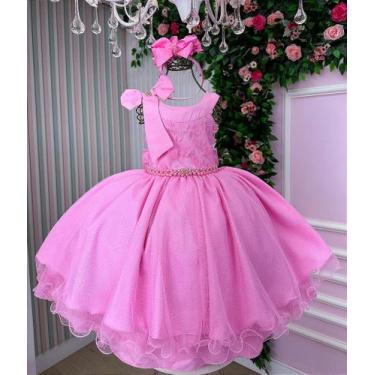 Imagem de Vestido Infantil Rosa Chiclete Festa Luxo - Fabuloso Ateliê, 12, Rosa
