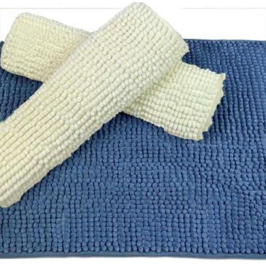 Imagem de Tapete De Banheiro Bolinha Antiderrapante Microfibra 3 Peças - Rozac