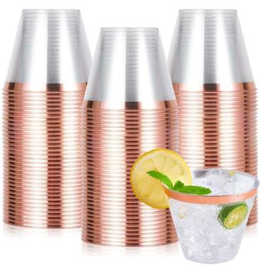 Imagem de Copos plásticos descartáveis JOLLY CHEF, 9 onças, ouro rosa, pacote co