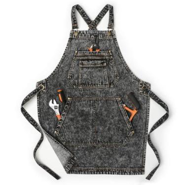 Imagem de Avental de ferramentas Jeanerlor de algodão jeans preto para homens L 